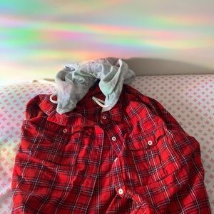 Red forever 21 flannel long sleeve jacket